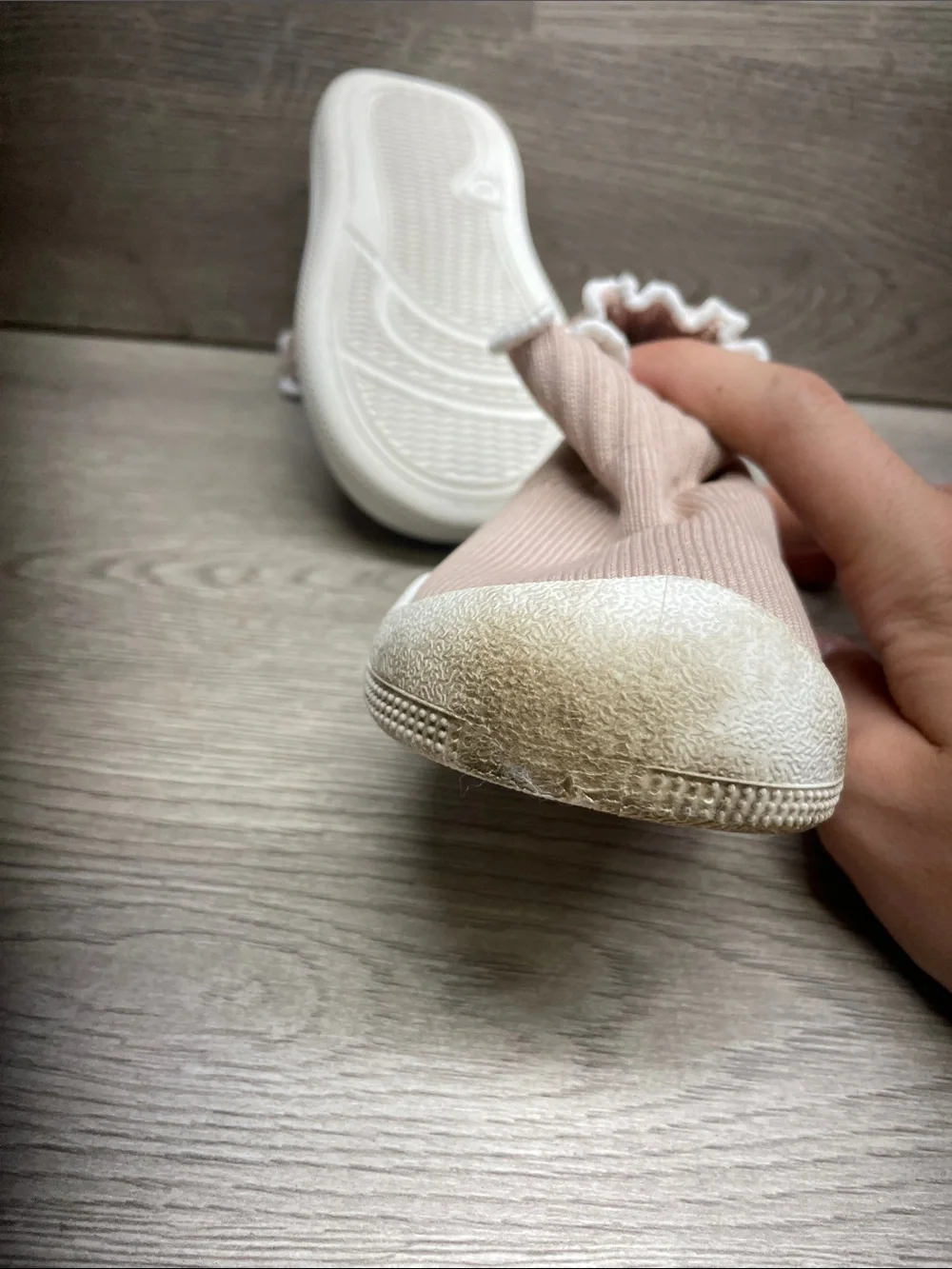 Ruffled Knit Slip-On Baby Walker Shoes - Pink #1339